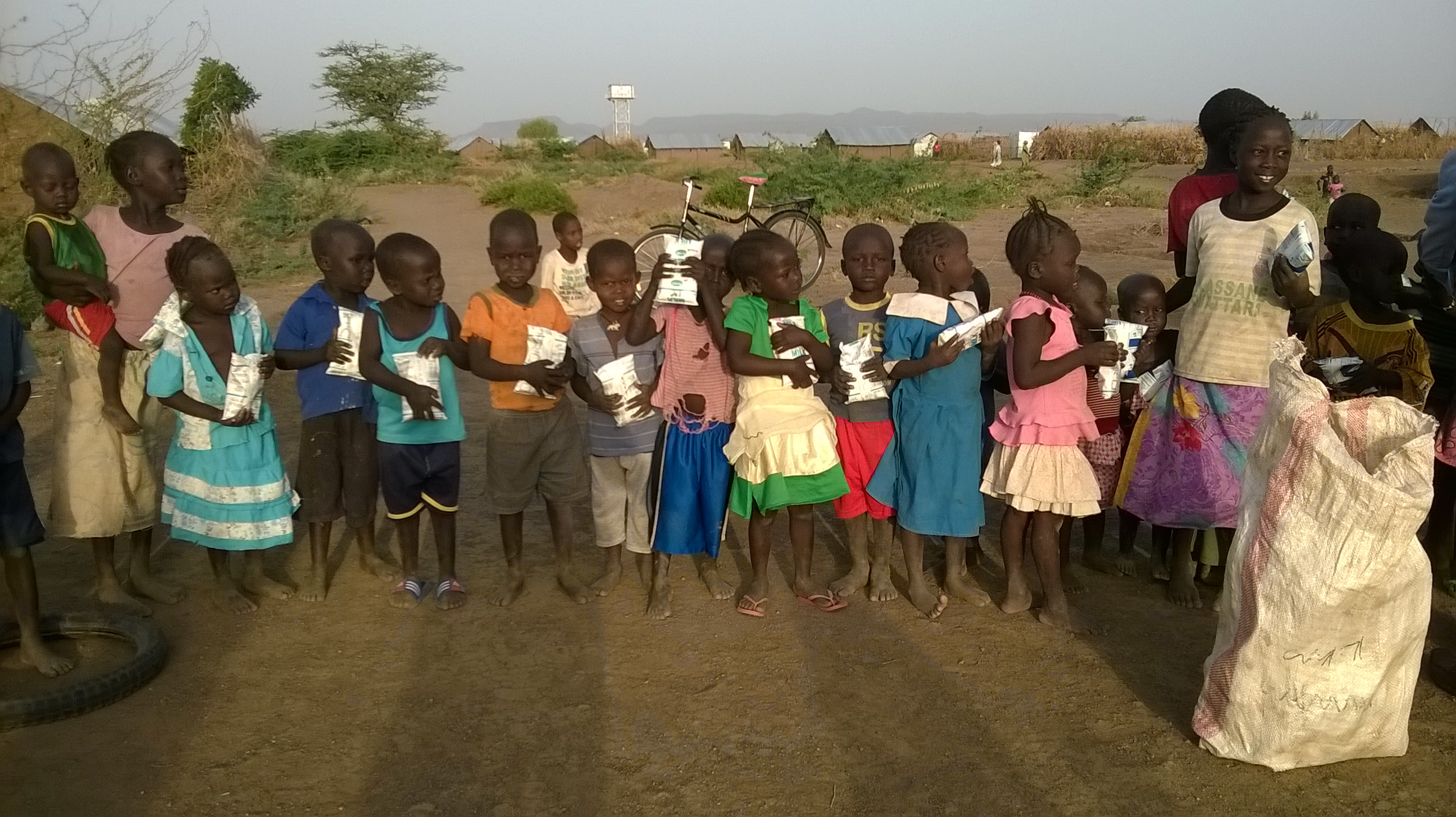 Children received refreshment after the outdoor activities